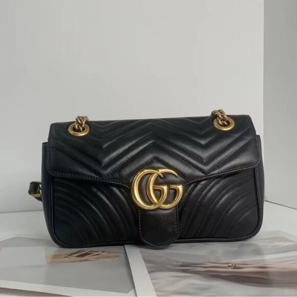 Black Leather Mini with Gold Chain - Picture 1 of 5
